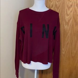PINK Burgundy Long Sleeve Waffle Knit